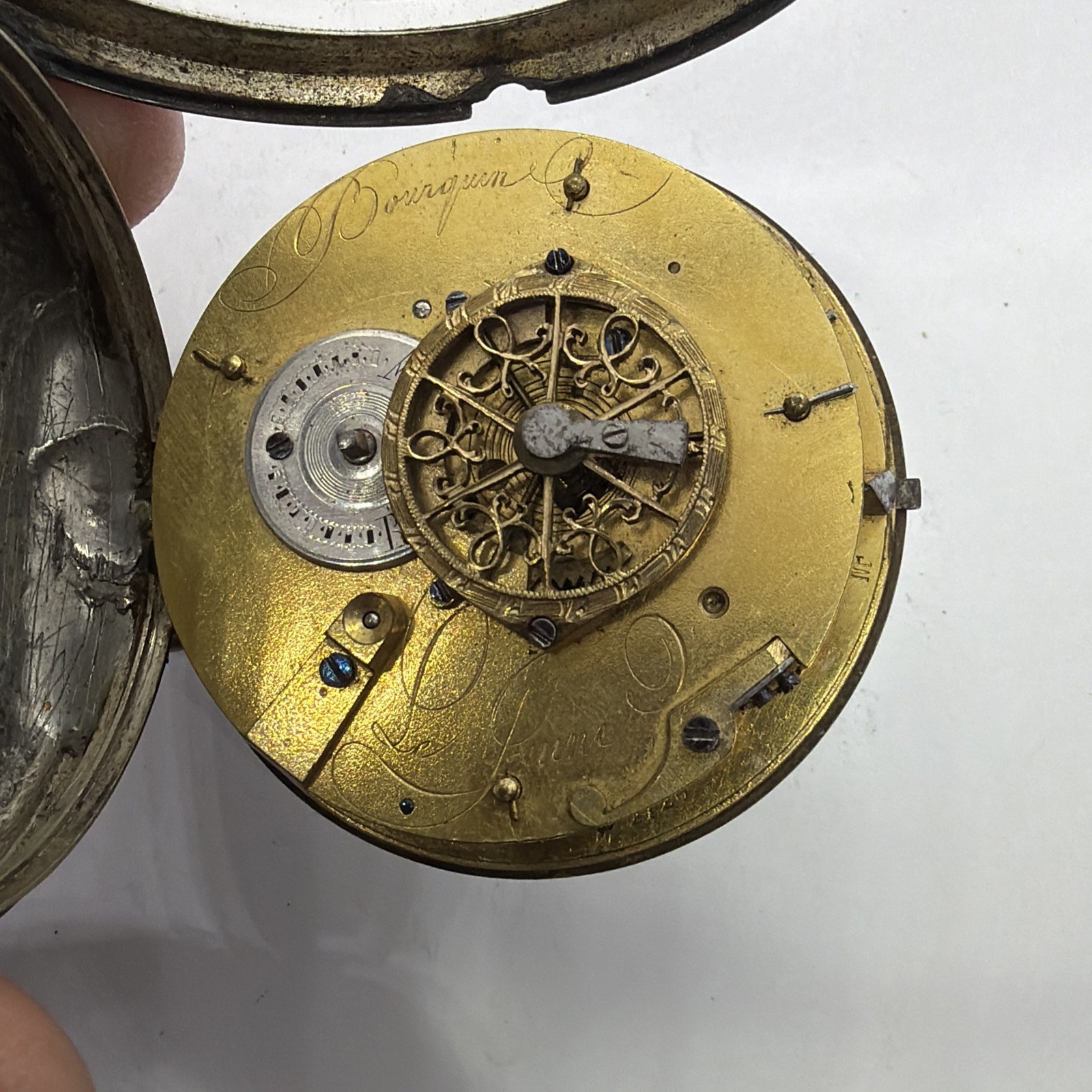French Bourquin Le Juene Verge Fusee Silver Case Pocket Watch Very Early