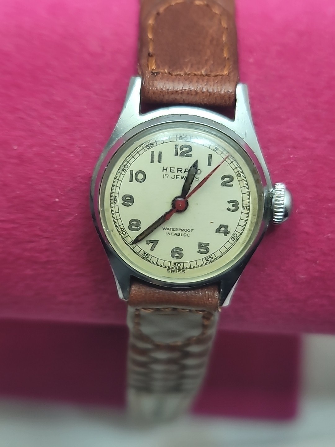 Vintage Herald (Aureole) 17 Jewel Military Style Watch , Small 22mm Works