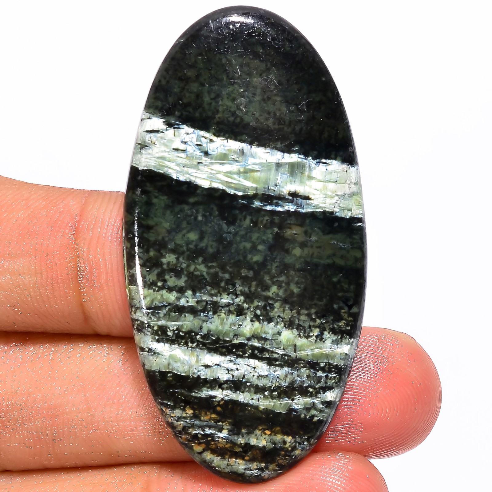 Natural Green Swiss Opal Oval Shape Cabochon Gemstone 42 Ct. 49X25X4 mm GC-22690