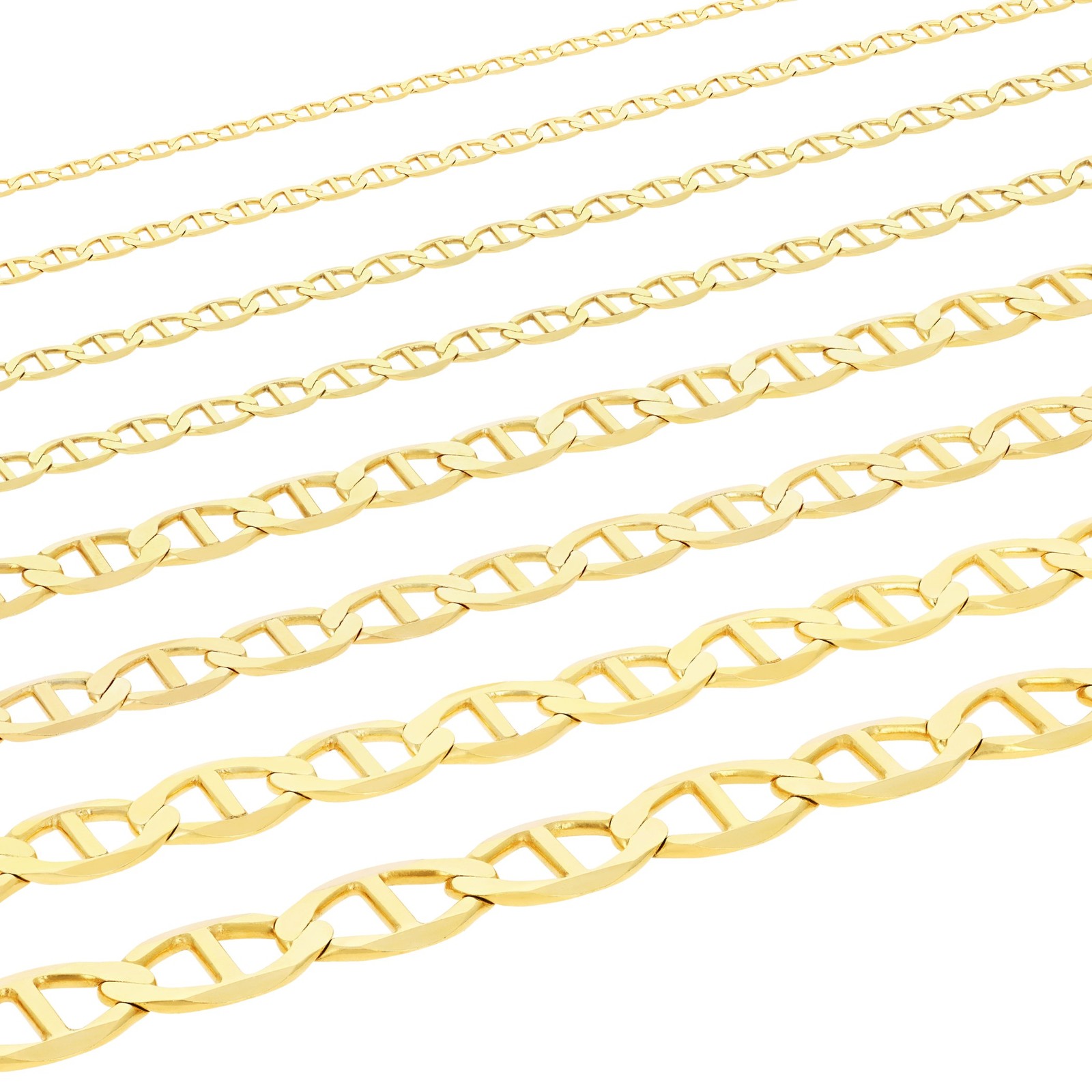 10K Yellow Gold Solid 2mm-9mm Mariner Anchor Link Chain Bracelet 7″ 7.5″ 8″ 9″