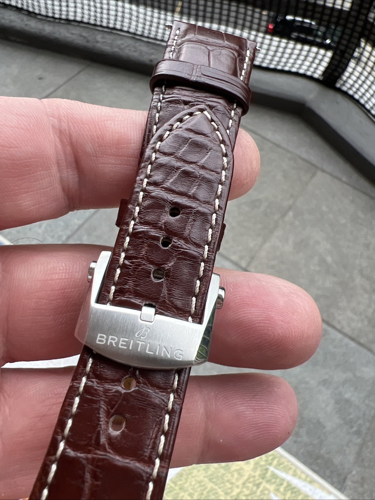 Breitling Croco Strap w Deployment Clasp 22-18 mm Brown