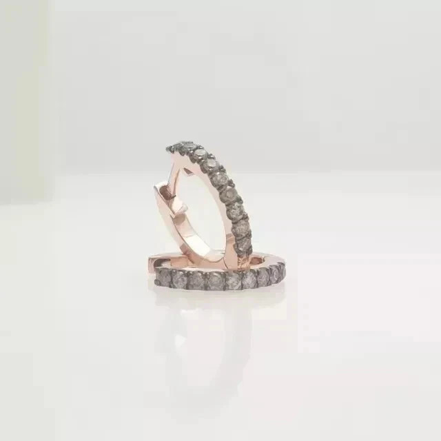 2Ct Round Lab-Created Brown Diamond Huggie Hoop Earrings 14K Rose Gold Plated