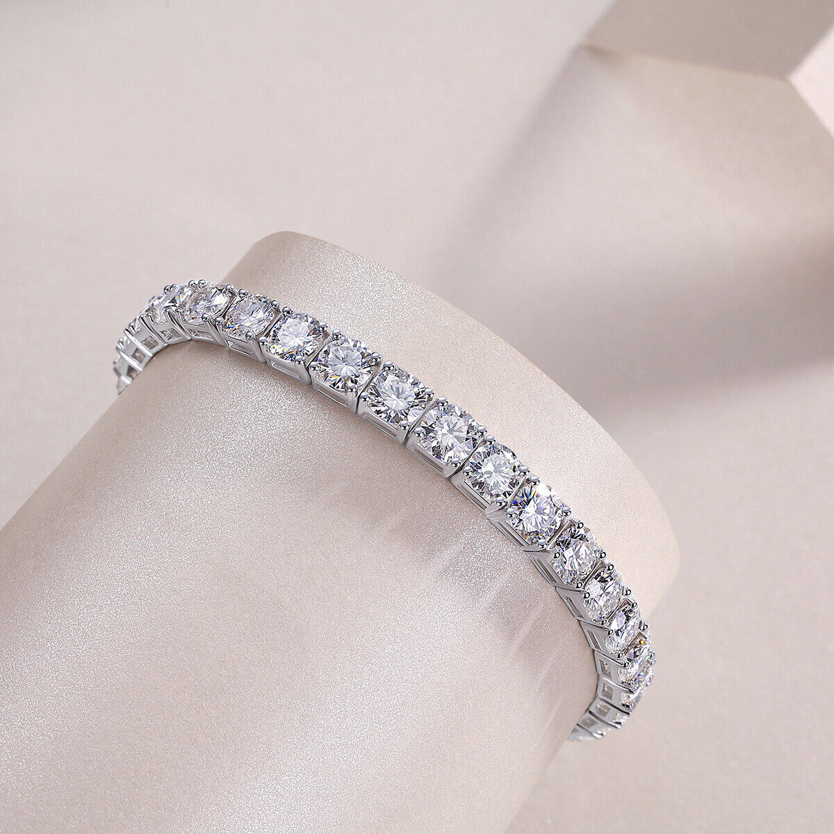 VVS1/D Certified Moissanite Tennis Bracelet – 925 Sterling Silver 3mm – 5mm