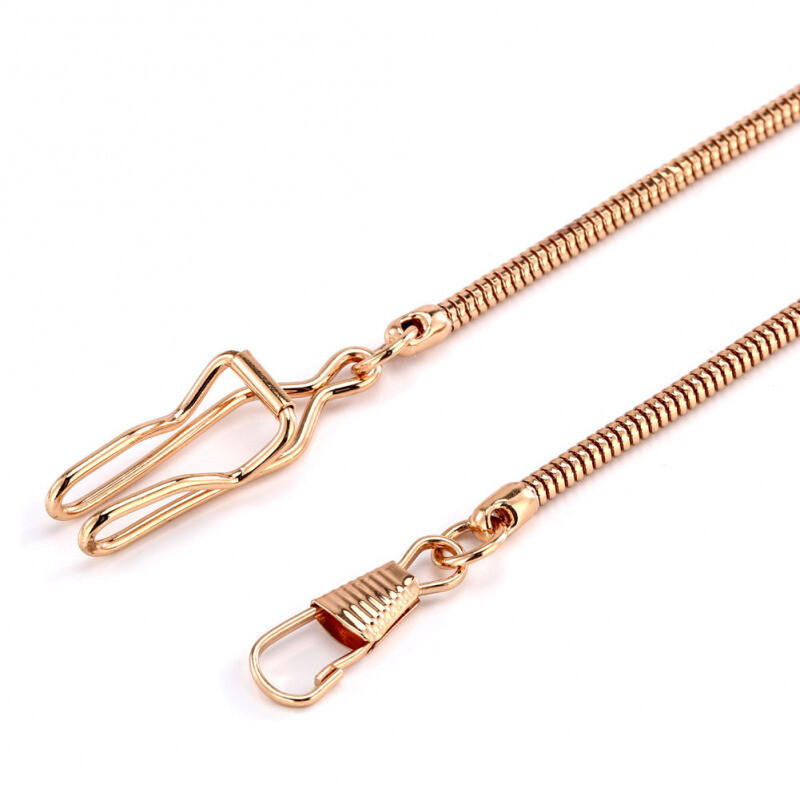 Black/Silver/Rose Gold Snake Chain Type Pocket Watch Fob Chains Accessories HQ