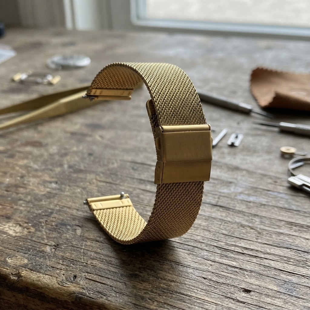 Stylish Gold Stainless Steel Mesh Watch Band – Perfect for Every Occasion 20mm