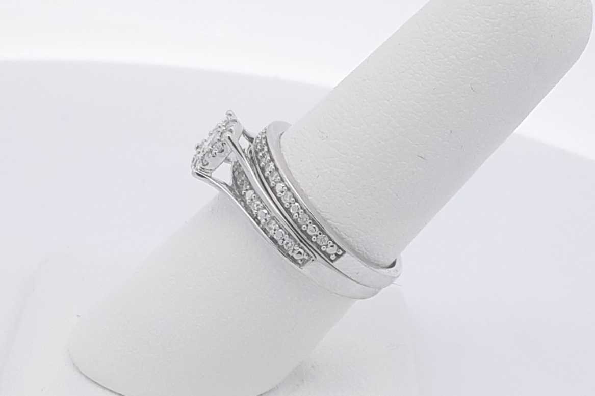 0.27cttw Diamond Wedding Set In 10k White Gold 4.4 Grams Size 7 Eb0226olxsa