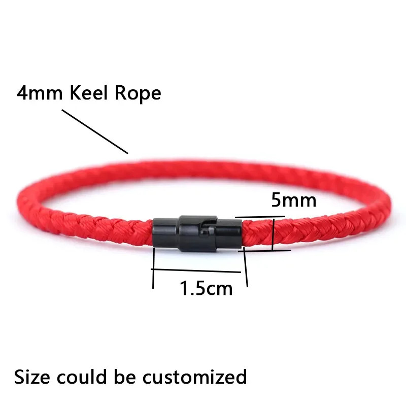 Simple Style Good Luck Red Thread Bracelet For Unisex Grade A 4mm Keel Rope