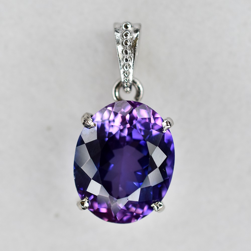 Purple Tanzanite Natural Oval Pendant 925 Sterling Silver 28 Ct Gems CERTIFIED