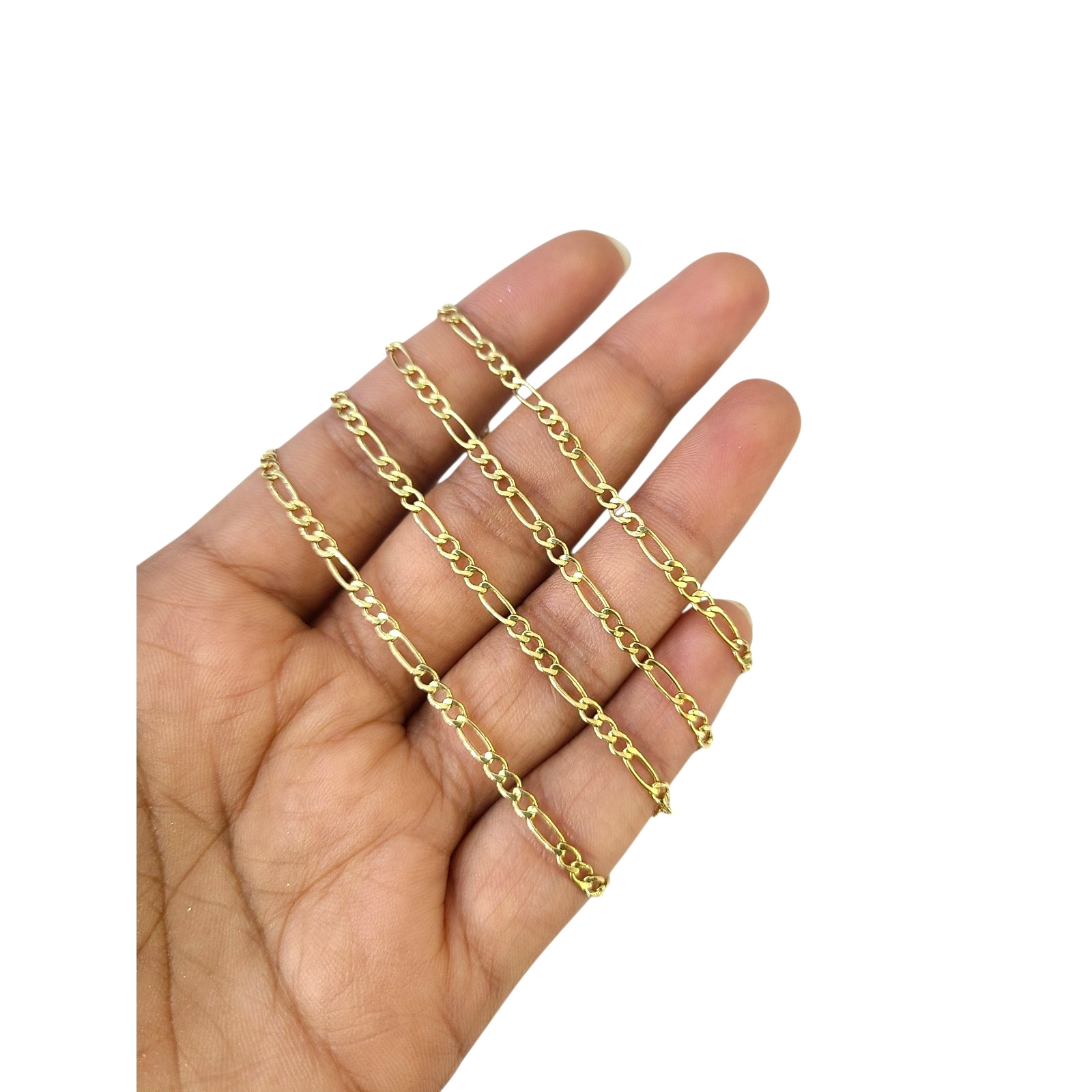 Real 10K Gold Figaro Chain Necklace 22 in 2.5mm Diamond Cut Unisex Jewelry
