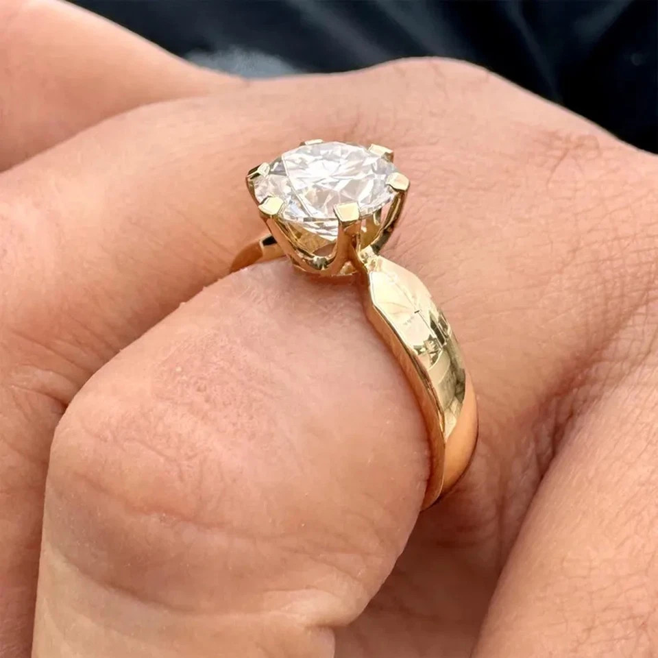 RARE Certified 6.10 Ct Ct White Treated Diamond Solitaire Ring In 925 Silver