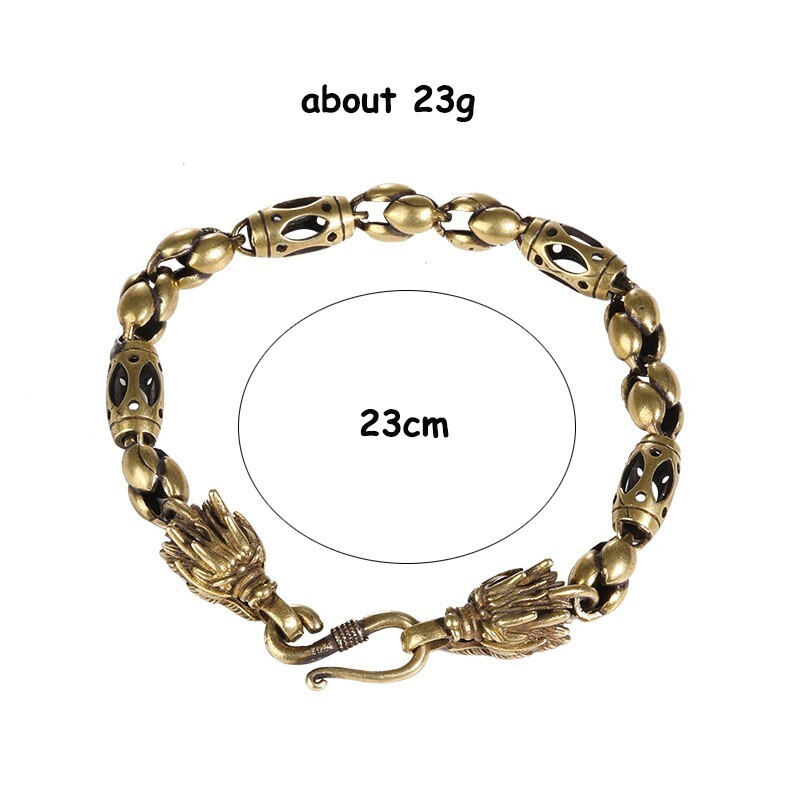 Pure Vintage Brass Dragon Head Bracelet Jewelry Fashion Hand Chain Bangle Craft