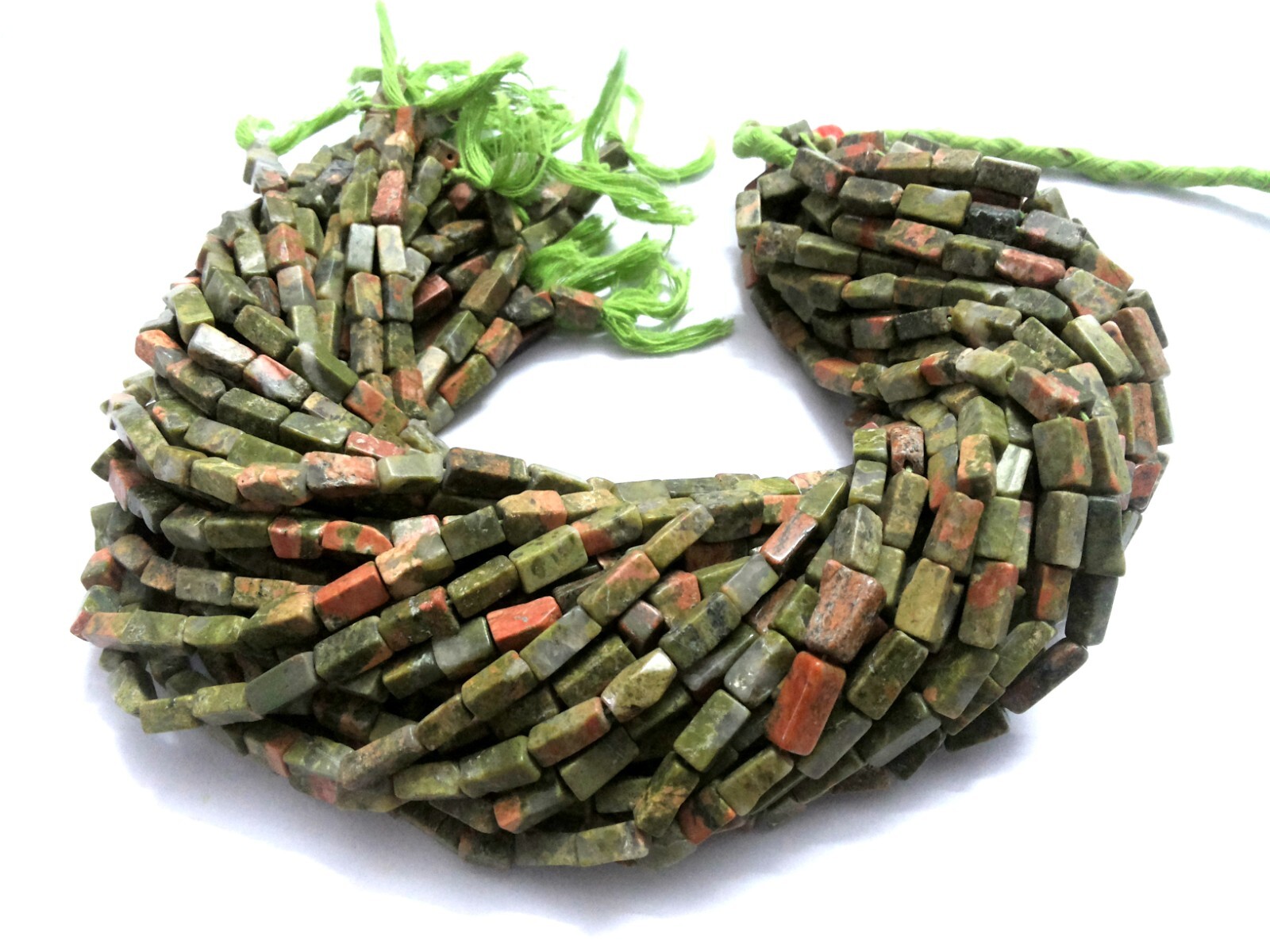 5 Strand Natural Multi Stone Square Smooth 4×7-5x8mm Natural Stone Beads 12″inch