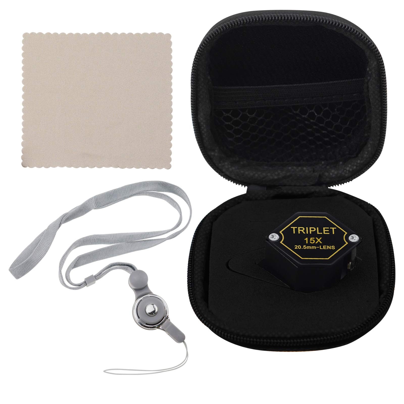 15x Magnifier Jewelry Loupe 20.5mm Triplet Lens Optical Glass Pocket Gem Magn…