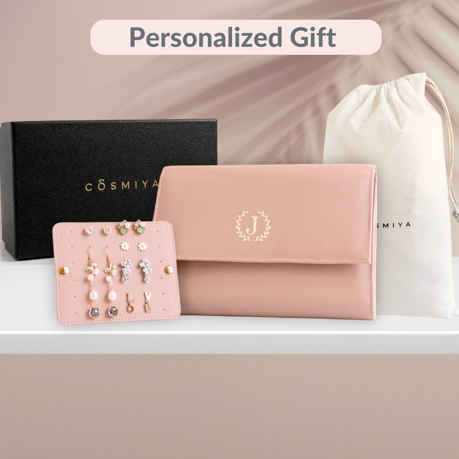 Personalized Initial Travel Jewelry Case – Monogram Custom Gifts For Women, B…