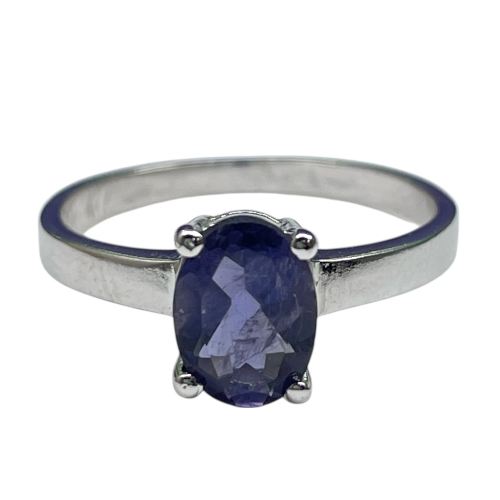 Natural Iolite Ring 925 Sterling Silver 14K WG Rhodium Plated Top Quality
