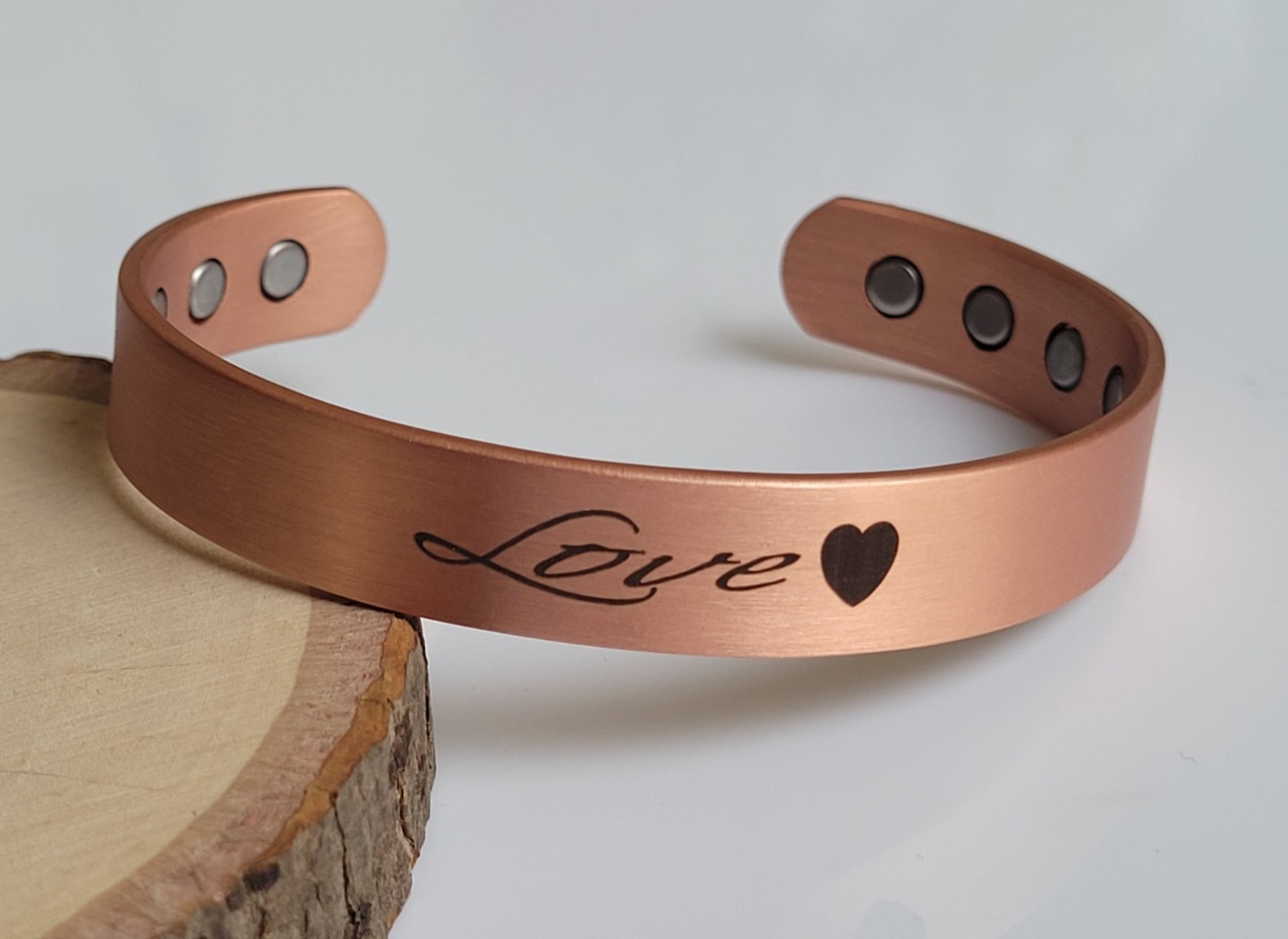 Matte Pure Solid Copper Magnetic Bracelet Arthritis Pain Therapy 12mm Cuff LOVE