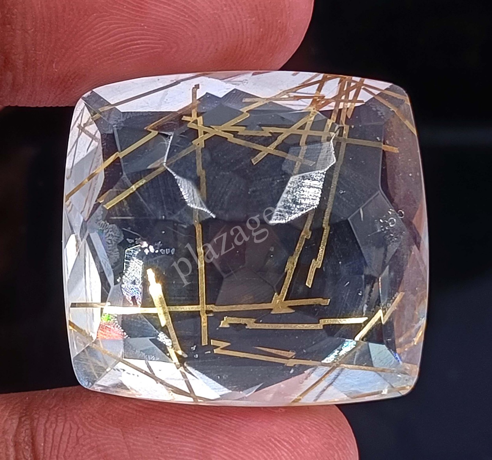 Certified 74.65 Ct Natural Yellow Rutilated Quartz Cushion Cut Loose Gems 5DSW