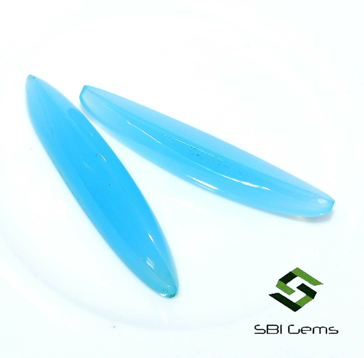 30×6 mm Natural Chalcedony Fancy Long Shape Cabochon Pair 13.21 CTS Loose Gems