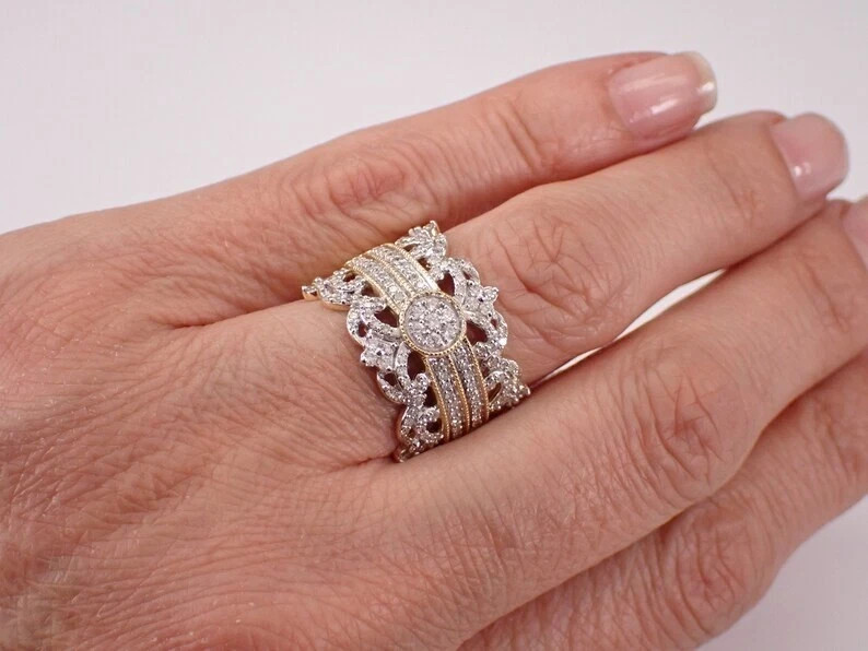 2Ct Round Lab Created Diamond Cocktail Engagement Ring 14K Two-Tone Gold Plated