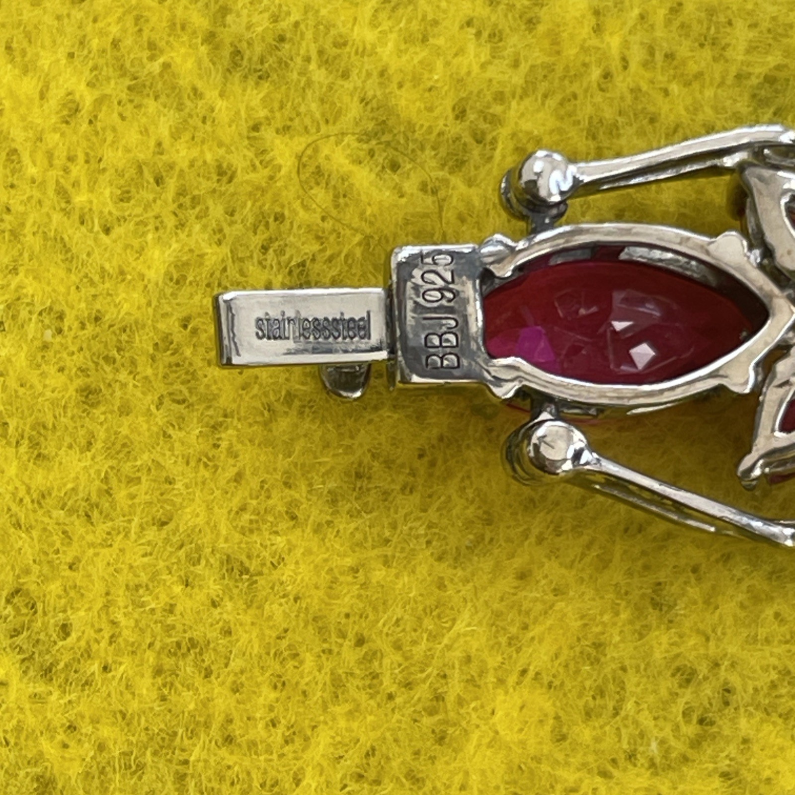 24.76 CTW 7.2” Lab Created Marquise Ruby & 925 Silver Bracelet – 21 Grams
