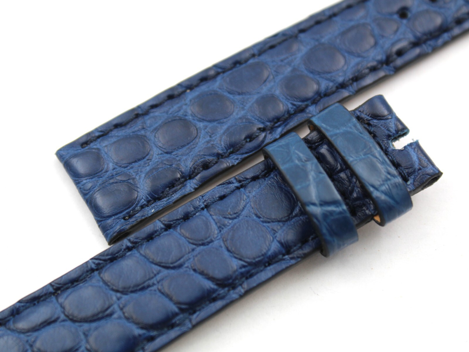 Genuine Leather Crocodile Pom Pom Blue Strap 18/16mm Leather Luxury Handcrafted New
