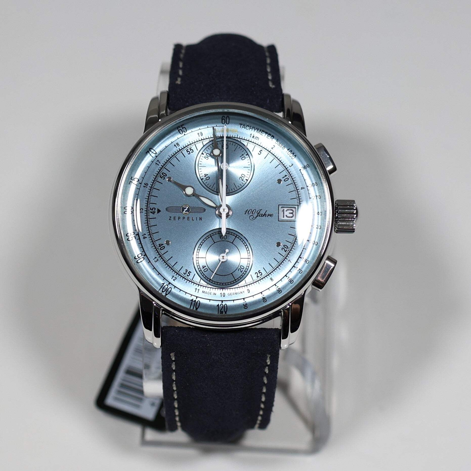 Zeppelin 8670-4 100 Years Men’s Blue Dial Stainless Steel Leather Strap Watch