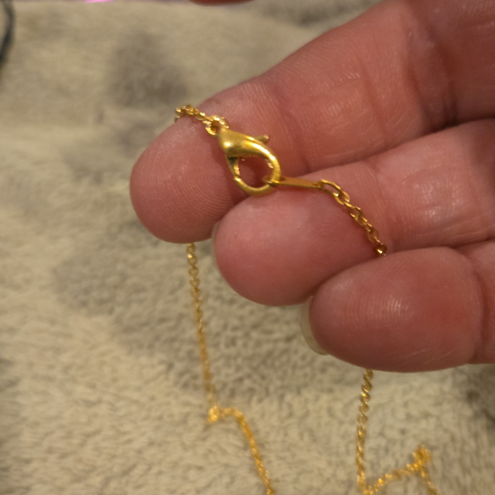 Gold Tone White Oval Opal Pendant Necklace, Cable Chain, Lobster Clasp