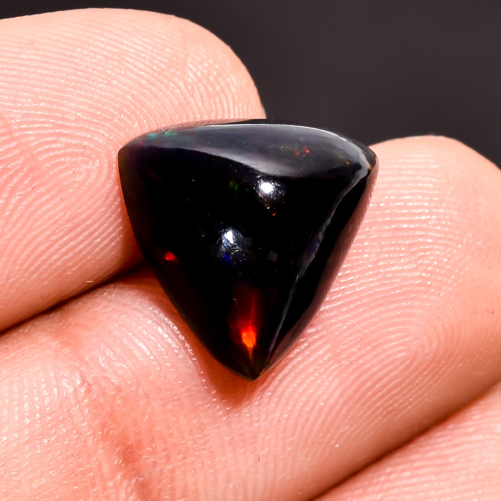 Natural Black Ethipion Opal Trillion Shape Cabs 3.5 Ct Loose Gemstone 13X12X6 mm