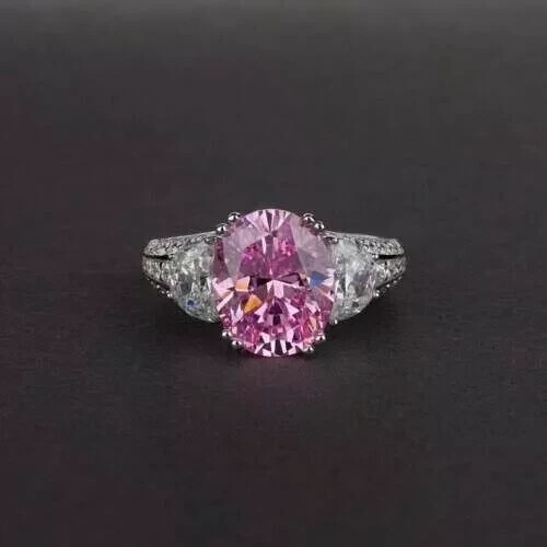 2.30Ct Oval Cut Lab Created Pink Sapphire Engagement Ring 14K White Gold Plated