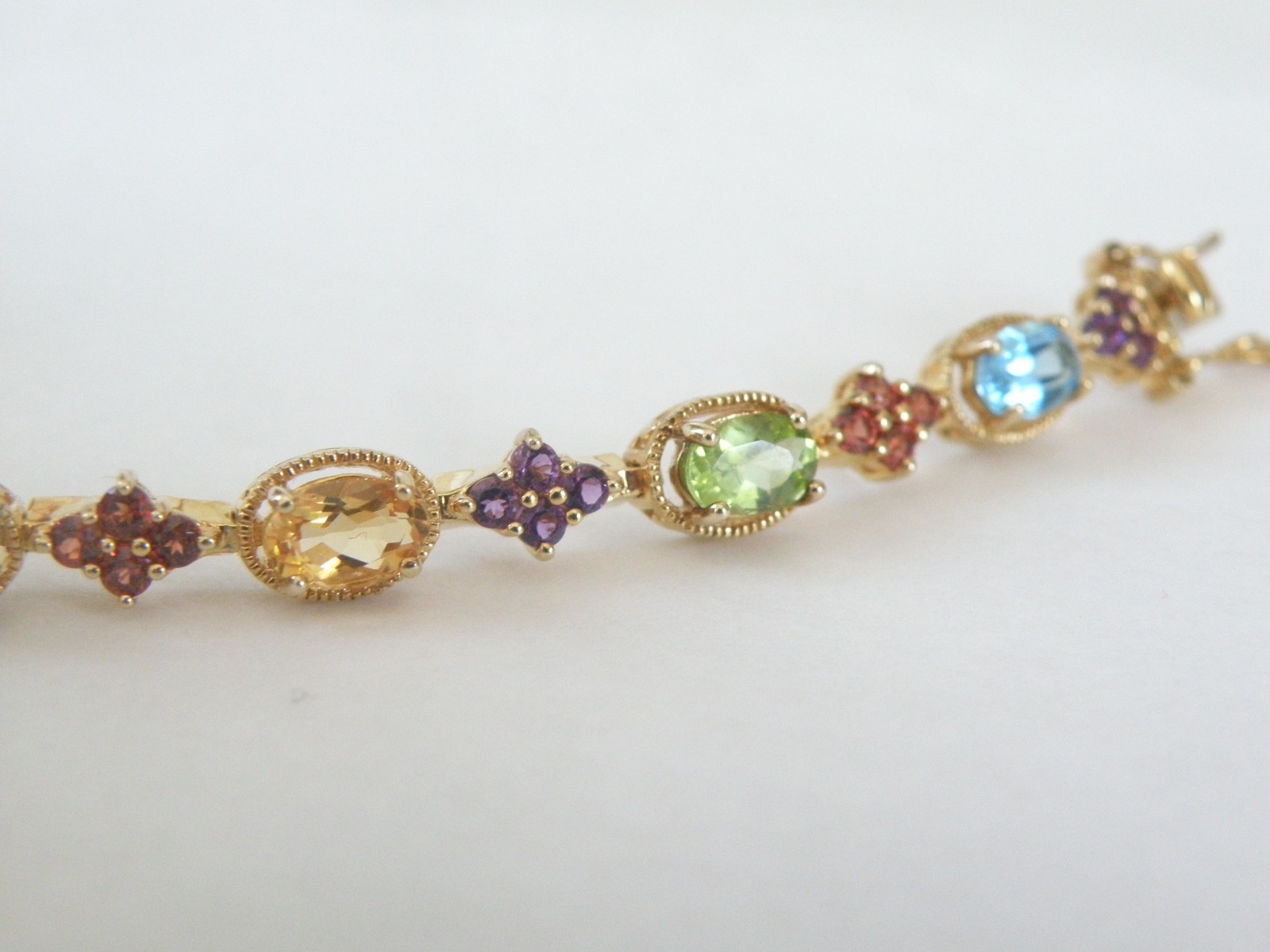 Zales 18K Gold on Sterling Silver 925 Multi Gemstone Tennis Bracelet Fits 7.5″