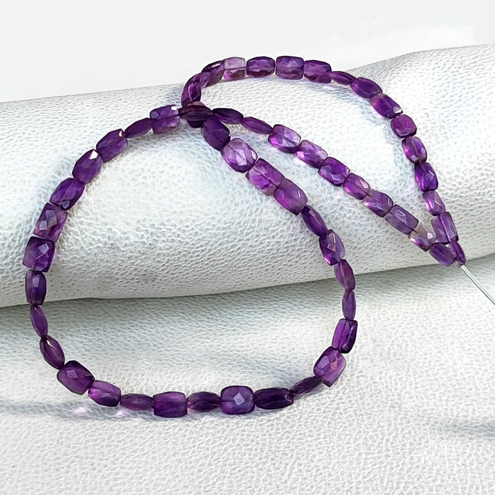 Natural Amethyst Baguette 6-8 mm Faceted Beads Strand 16″ Brazil Gems