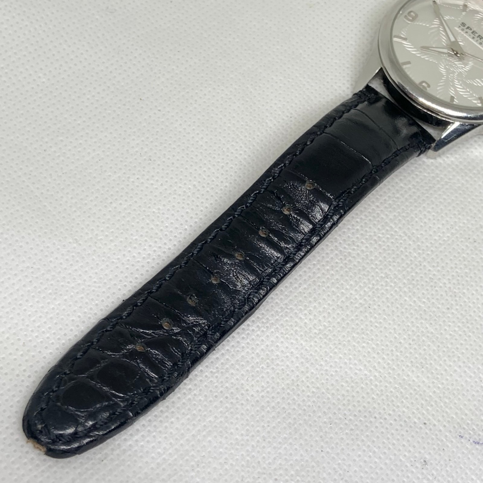 Sperry Top-Sider Kinney men’s watch 38mm stainless black leather quartz running