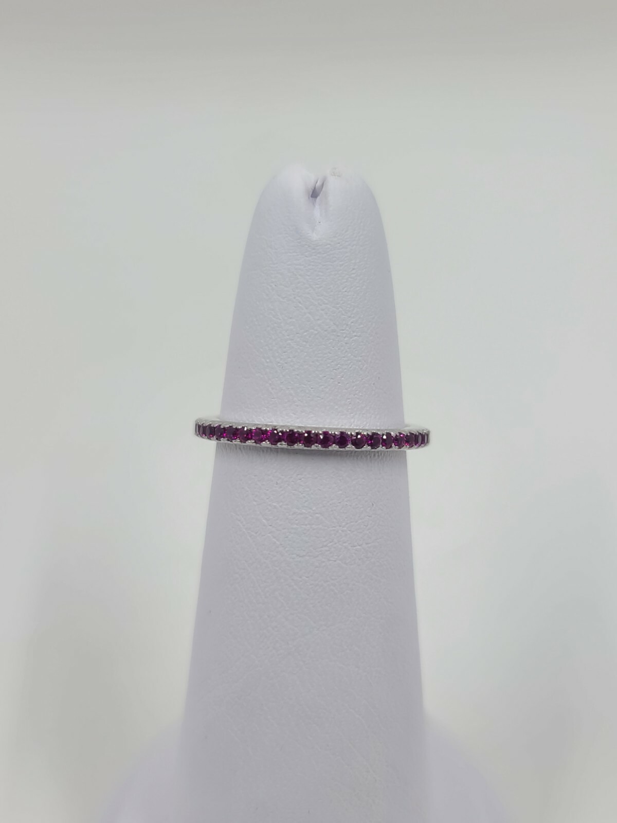 Sterling Silver Micropave Eternity Band- Red