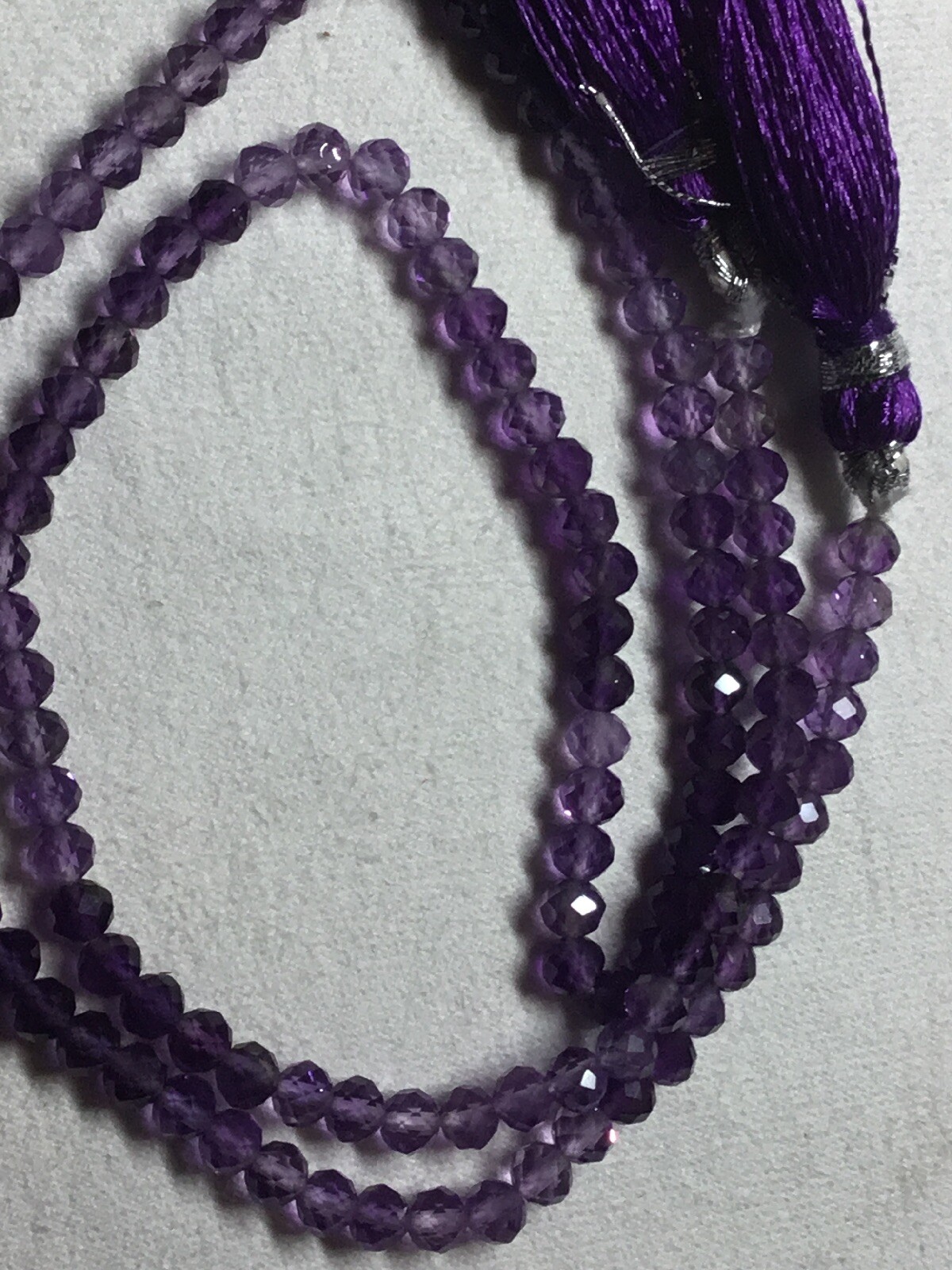 VIBRANT ,SHADED AMETHYST, 3.80MM FACETED ROUND BEADED STRAND,16inch.