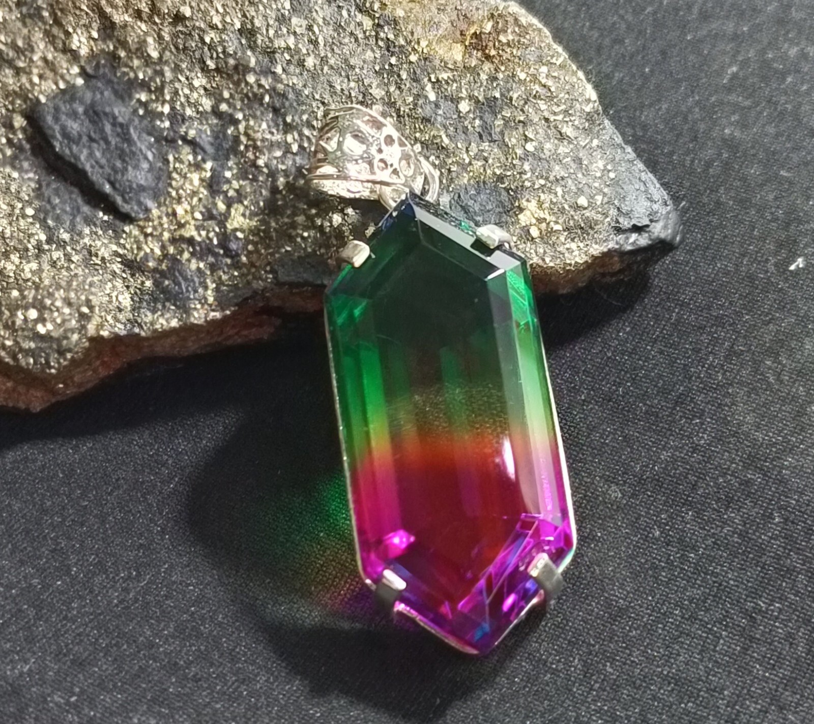 Multi-Color Loose Natural 100.20 Ct Tourmaline Pendant 925 Solid Silver Gemstone