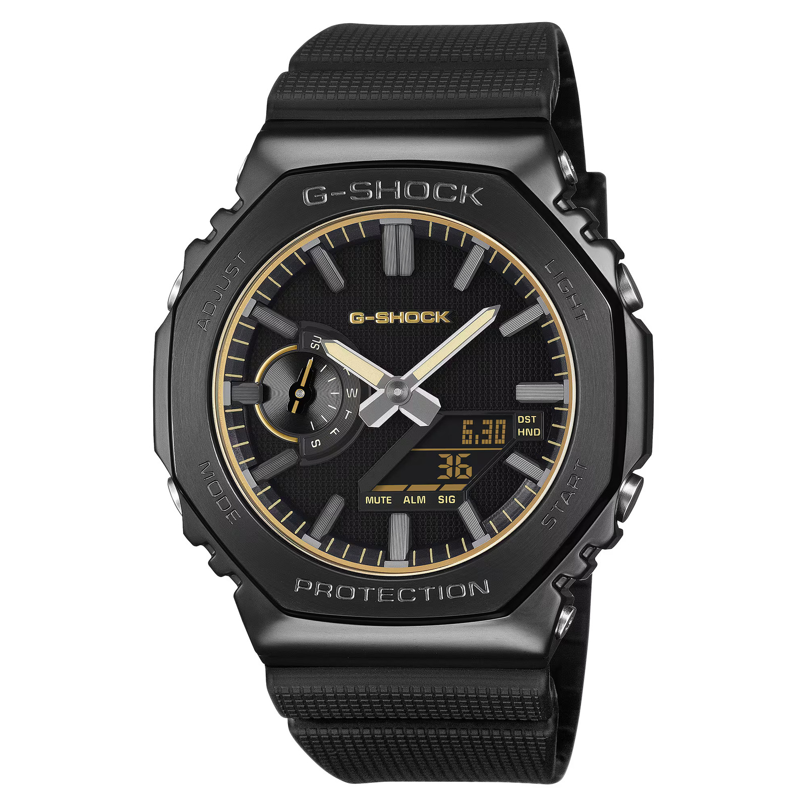 G-Shock GM2100LXB1A9 Luxe Black Metal Octagonal Ana-Digi Resin Strap