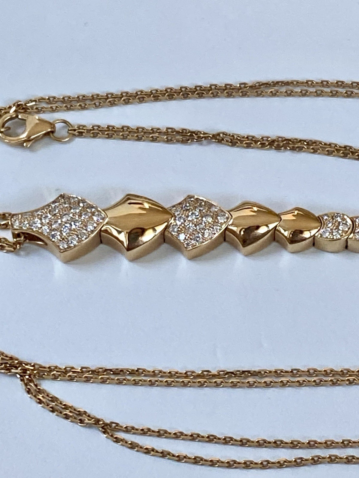 AKILLIS France 18K Rose Gold Diamond Python Necklace Extravagant $10K+ 4”
