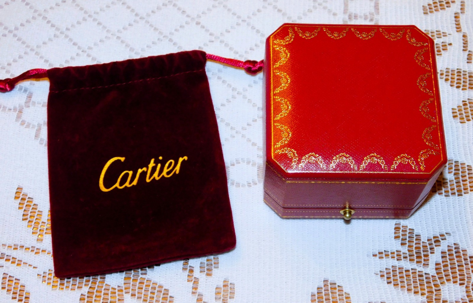 Genuine Cartier Love Ring Box W/ Velvet Drawstring Bag No Outer Box +FREE SHIP!