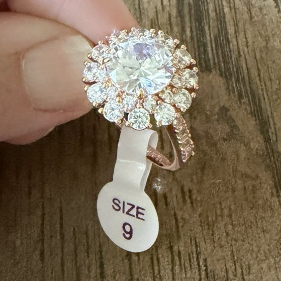 “Somebody Like You” Diamond Cubic Zirconia, Rose Gold sz 9
