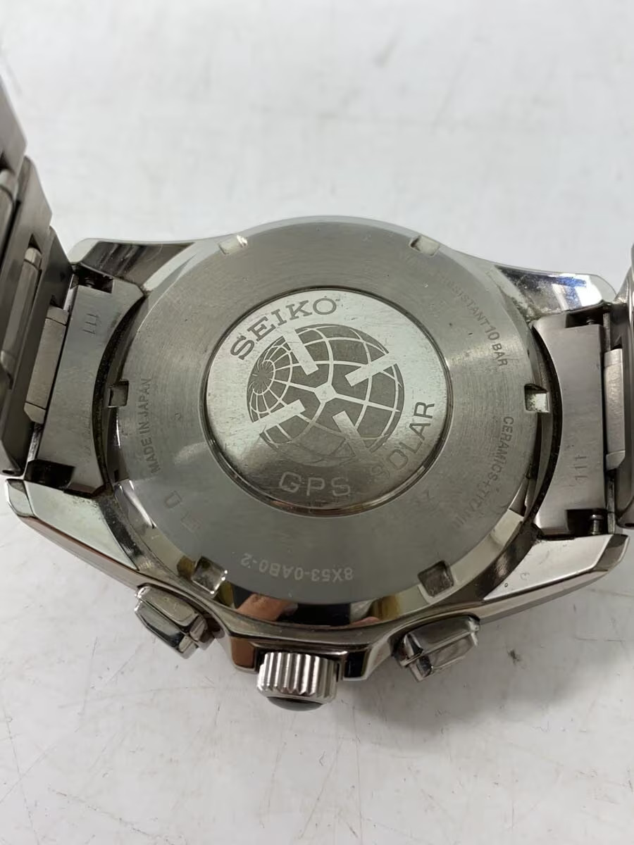 Seiko 8X53-0AB0-2 Titanium 44mm Black Dial Quartz Wristwatch #2nW1011
