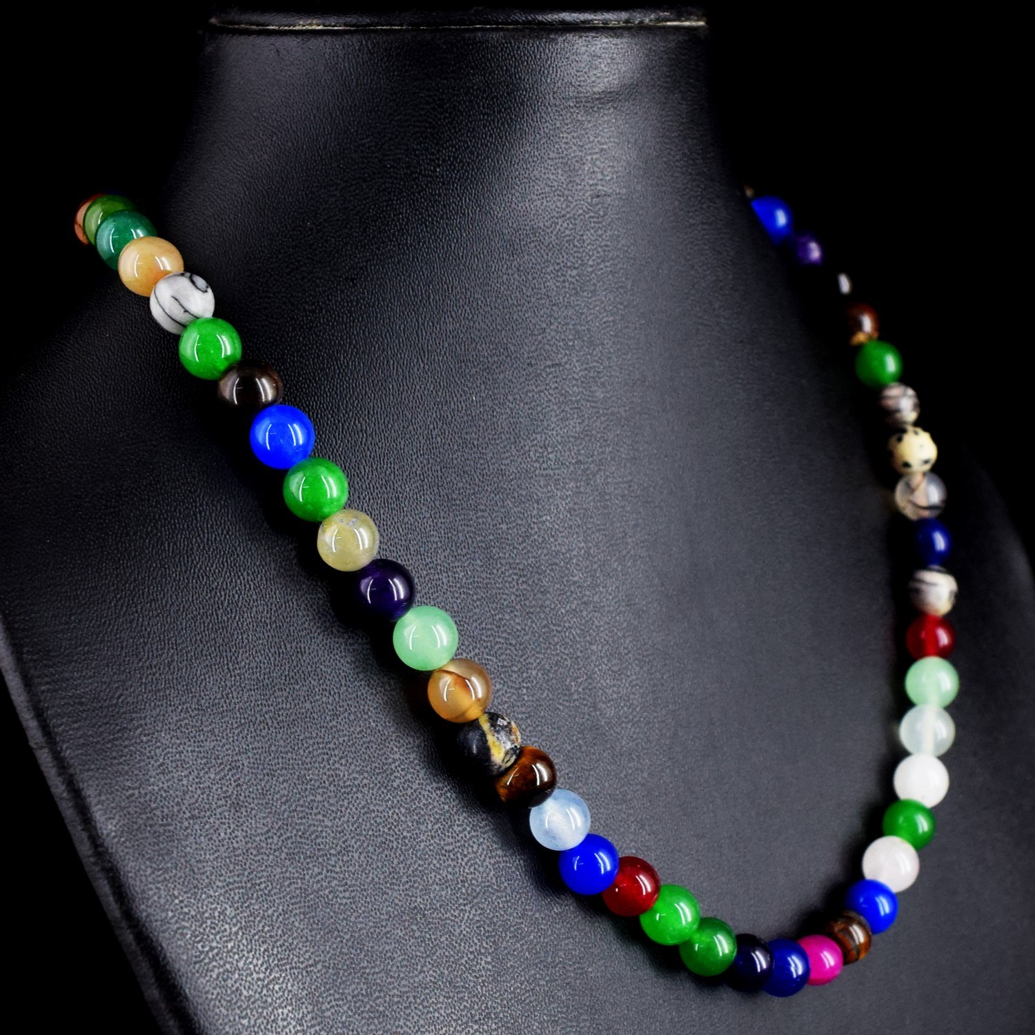 Dazzling Design 248.00 Cts Onyx & Amethyst Precious Beaded Necklace RK 47 E802