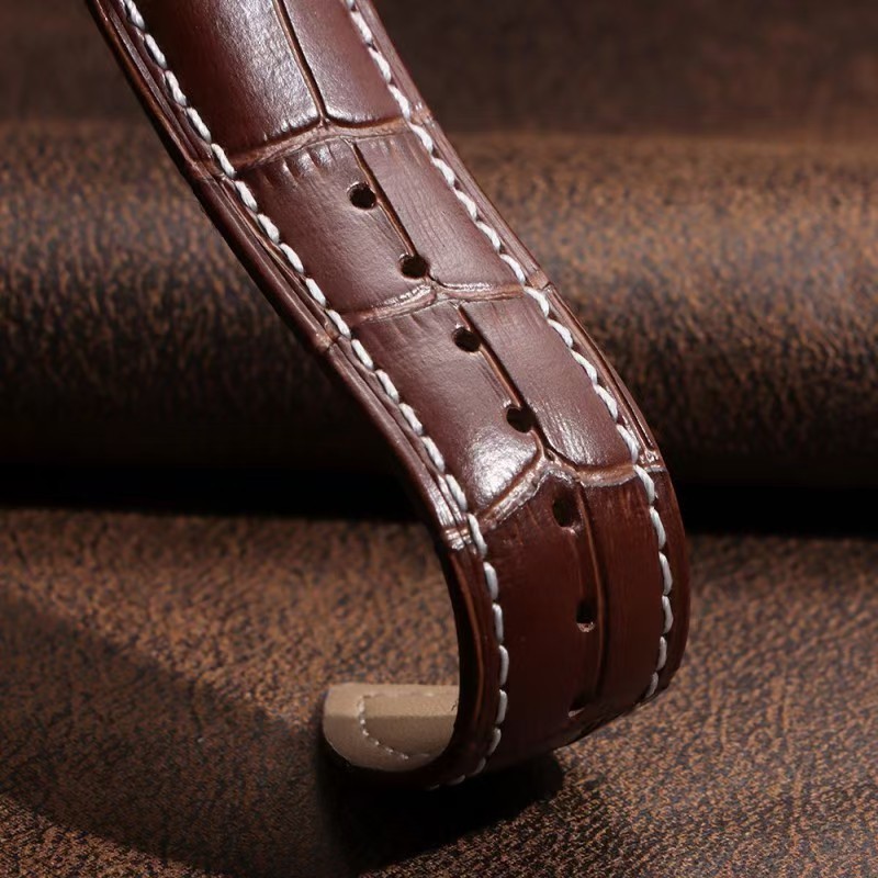 Genuine Leather Watch Band High Quality Cowhide Strap Deployment Clasp 19-24mm