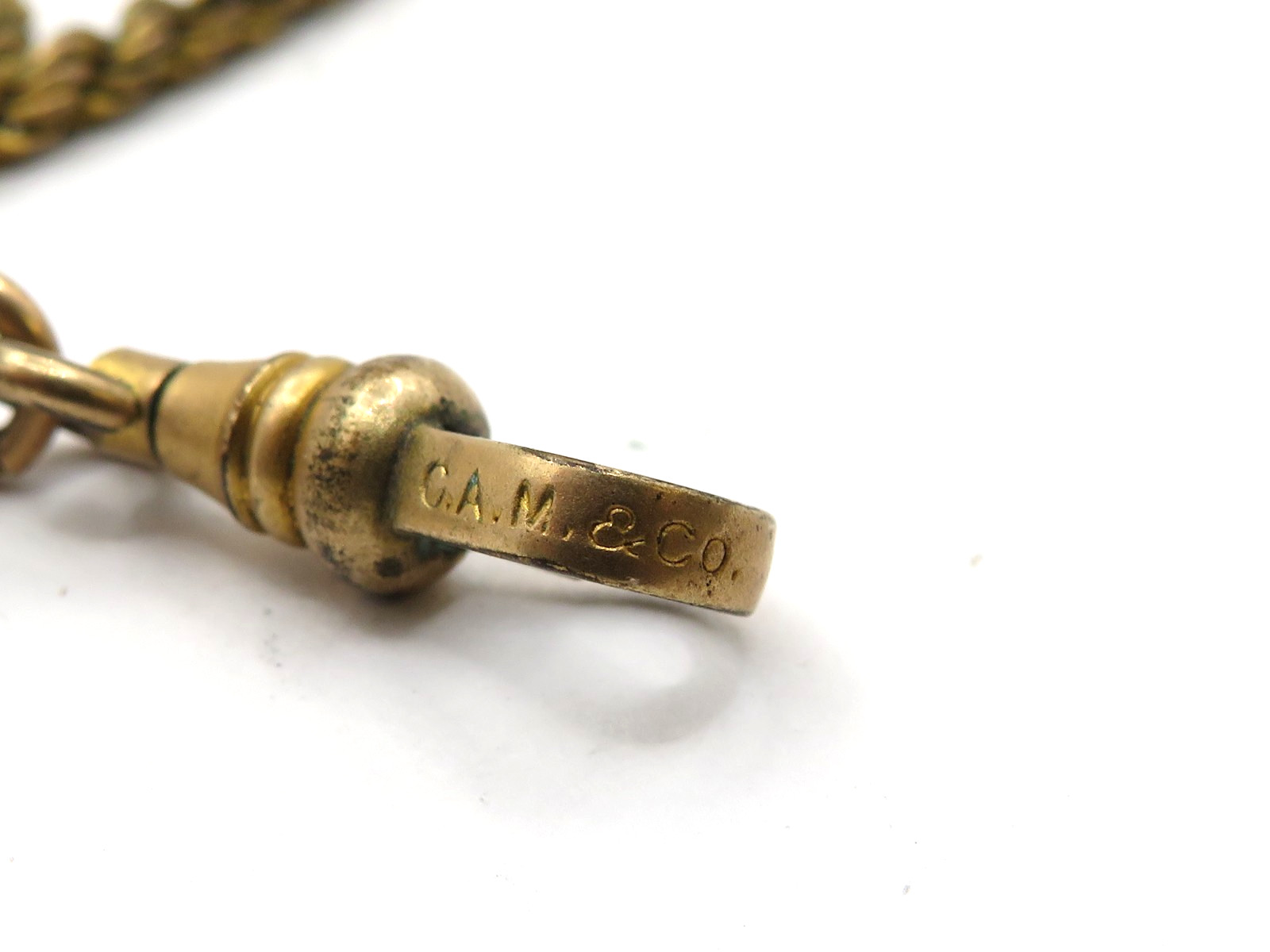ANTIQUE GOLD FILLED MANS POCKET WATCH CHAIN -10 3/4″ LONG – 13.0GRAMS**