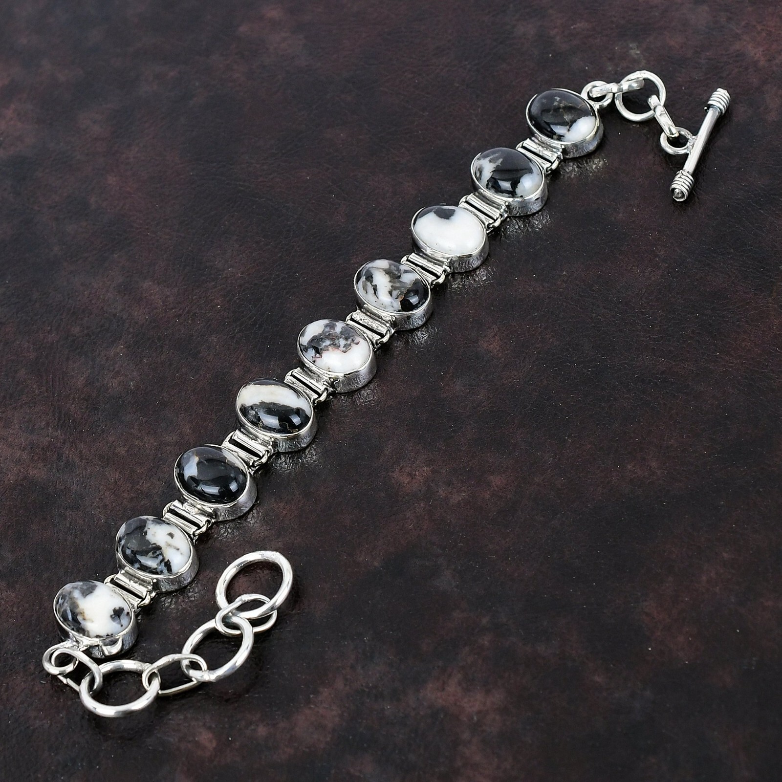 White Buffalo Turquoise Gemstone 925 Silver Daughters Day Chain Bracelet Jewelry