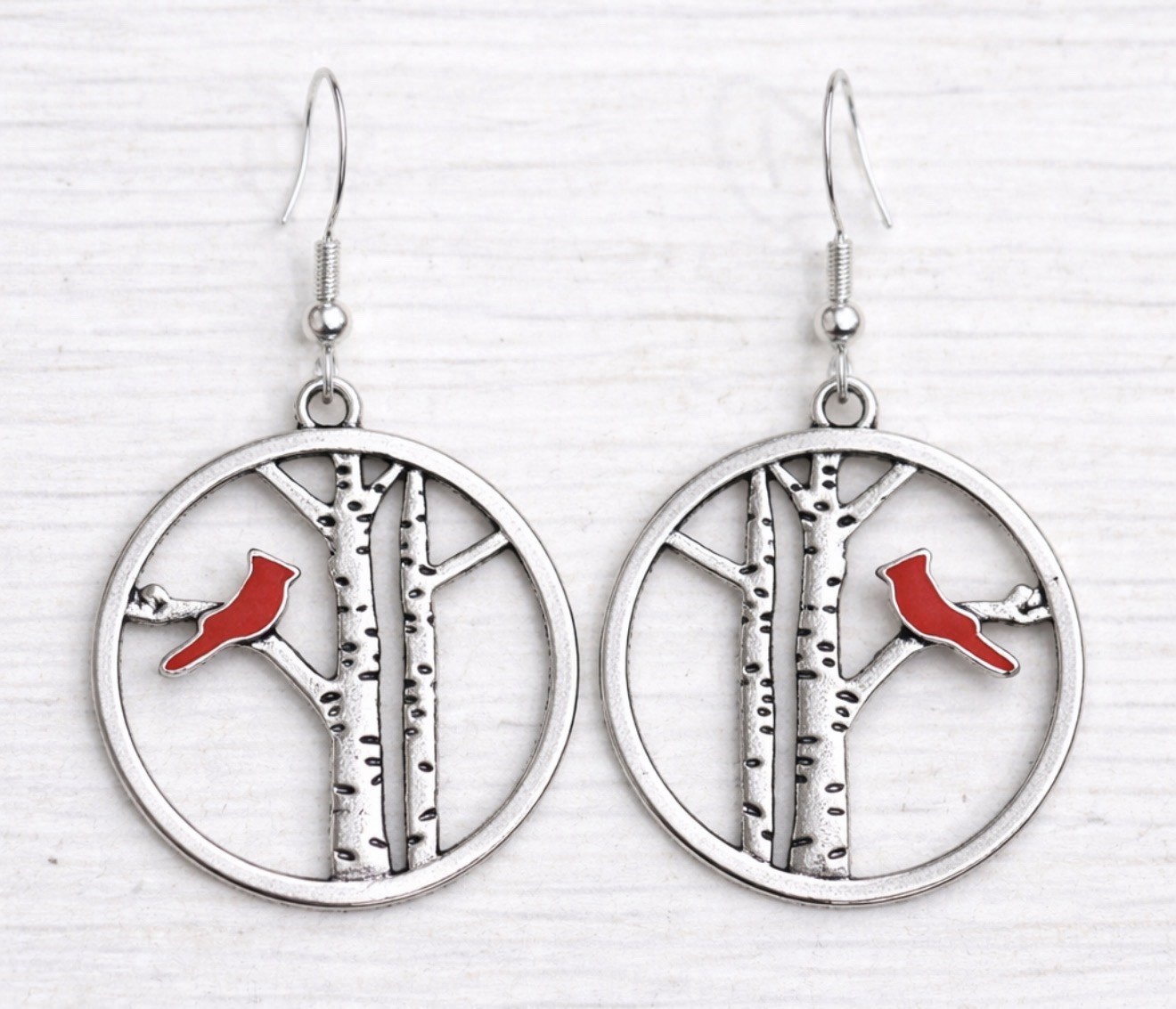 Cardinal Dangle Earrings 925 Sterling Silver Birds NEW