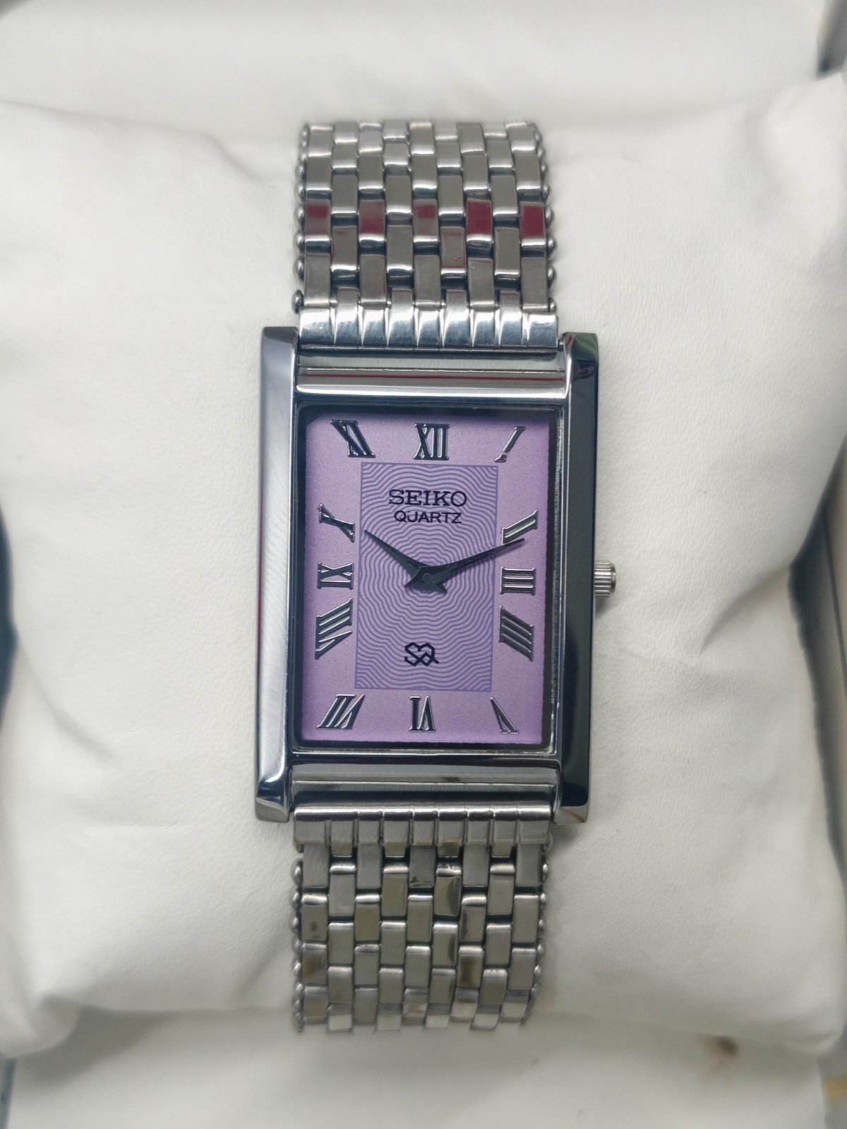 Vintage Refurbished Seiko Slim Tank Purple Quartz Japan Men s Wrist Watch