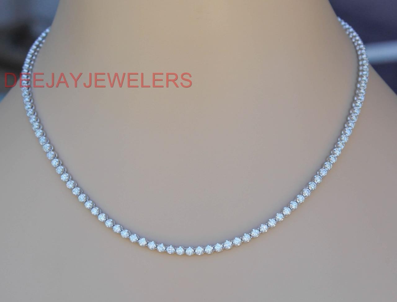 Natural 15ct Diamond Eternity Tennis Necklace 14k White Gold 17Inch