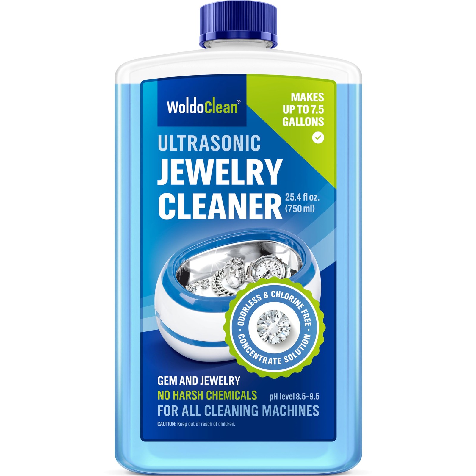 WoldoClean Ultrasonic Jewelry Cleaner Solution Liquid Concentrate 8 Gal