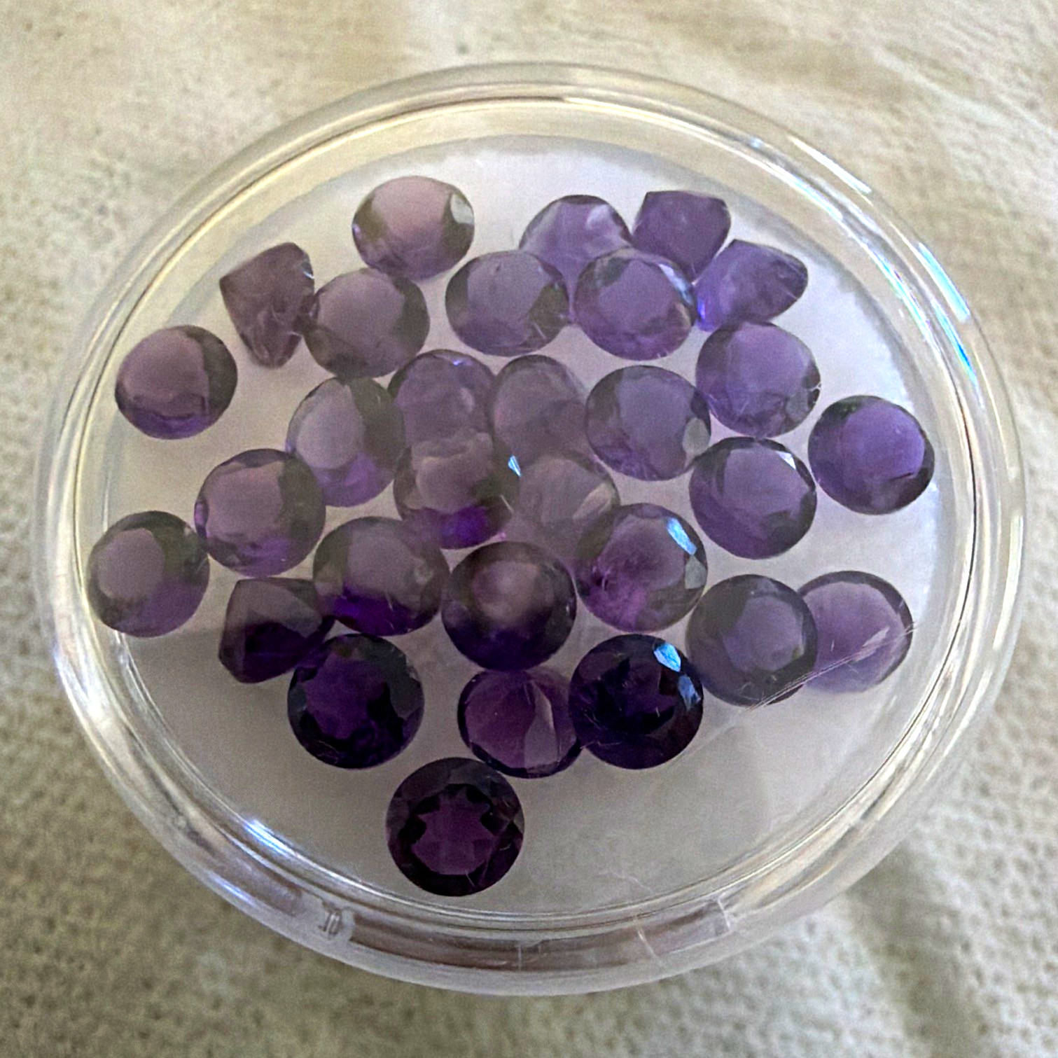 6.90ct Purple Amethyst Round Cut Faceted Loose Gemstones, Transparent #55628