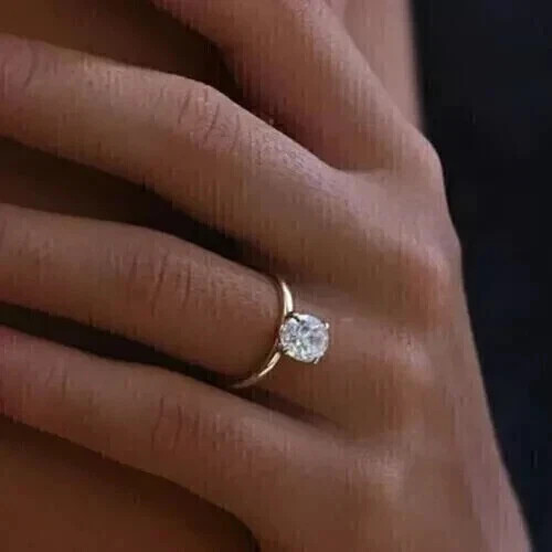 2.50Ct Oval Moissanite Solitaire Engagement Ring 925 Sterling Silver 14K Vermeil